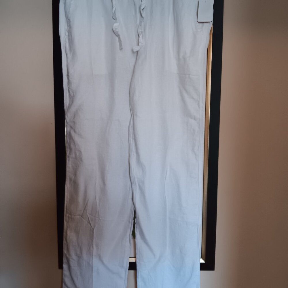 Neiman Marcus 100% linen drawstring pants, size XL , white